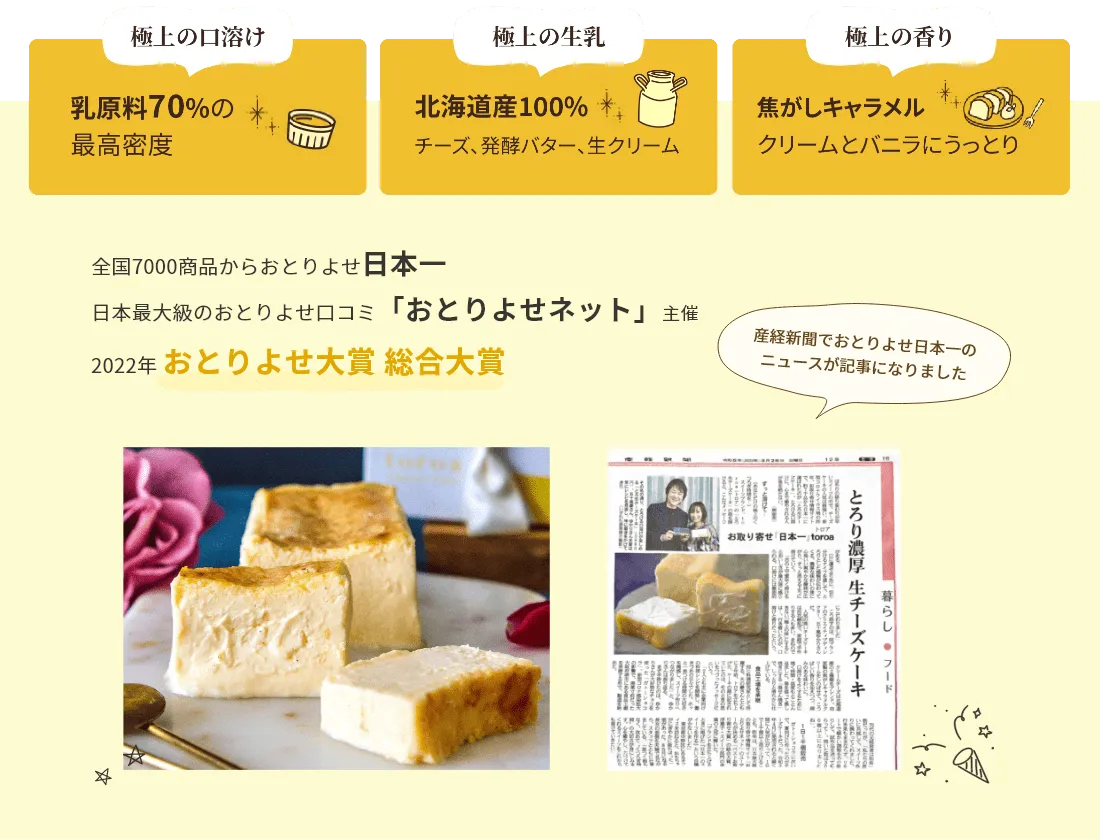 ベストおとりよせ大賞 総合大賞 全国7000商品から日本一 とろ生チーズケーキ
